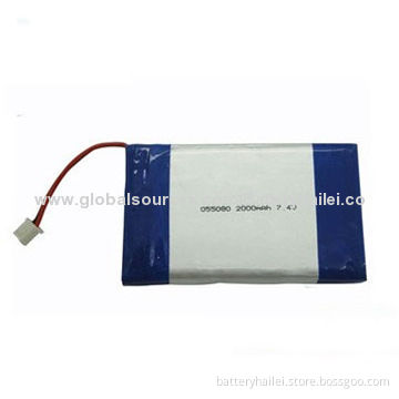 Rechargeable Lithium Polymer Battery Pack with 7.4V Voltage and 2,000mAh Capacity